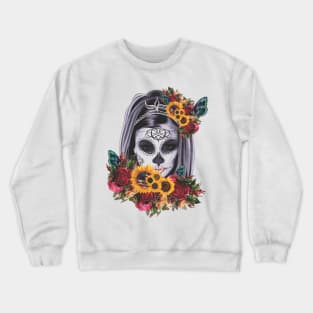 Skull & sunflower dia de los Muertos Crewneck Sweatshirt